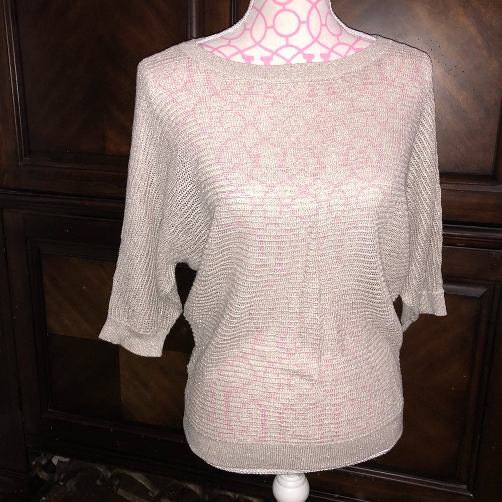 Metallic marled gray open stitch sweater 😍